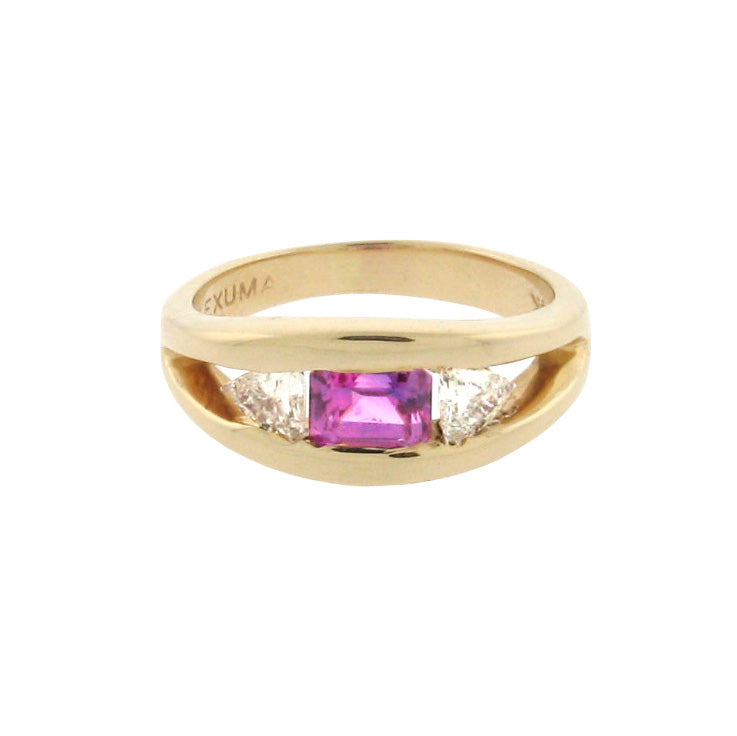 Pink Sapphire and Diamond Ring