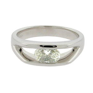 oval diamond set in a 14 k white gold ring