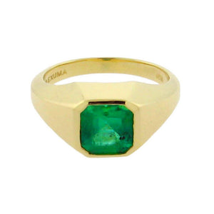 large square emerald set in a 14 k yellow gold ring 