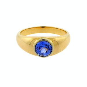 1.6 ct round sapphire  14 k yellow gold ring